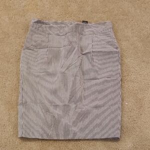 Ann Taylor Black and White Striped Pencil Skirt